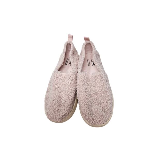 NEW Toms 4 Y Pink Fuzzy Fleece Slip On Flat Back to School Alpargata Casual - Picture 5 of 5